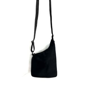 HOBO International Black Nylon Canvas Messenger Crossbody Bag Organizer